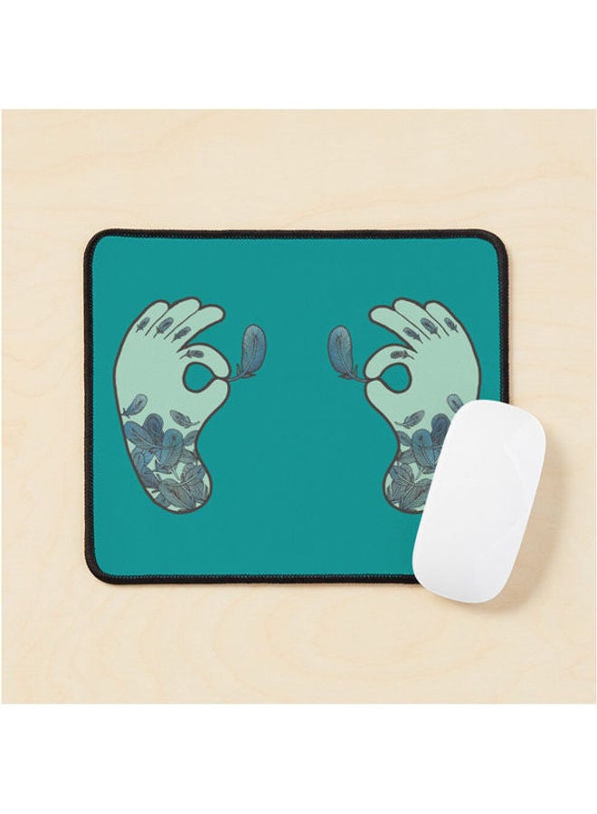 Blue Feather Tattoo Mouse Pad Multicolour 