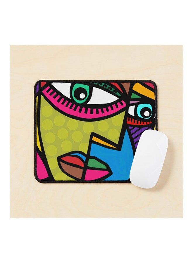 Generic - Funky Abstract Art Face With Dots And Stripes Mouse Pad Multicolour - Image 1