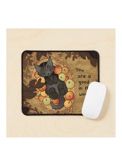 You Are A Good In The World Apple Basket Kitten Mouse Pad Multicolour