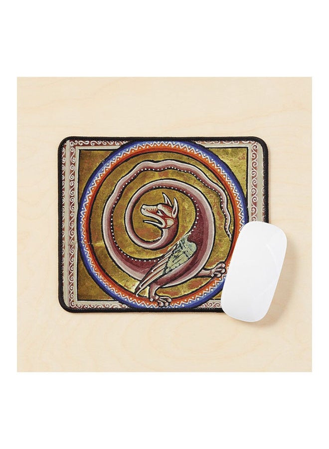 Generic - Medieval Bestiary Snake Dragon Circles Mouse Pad Multicolour - Image 1