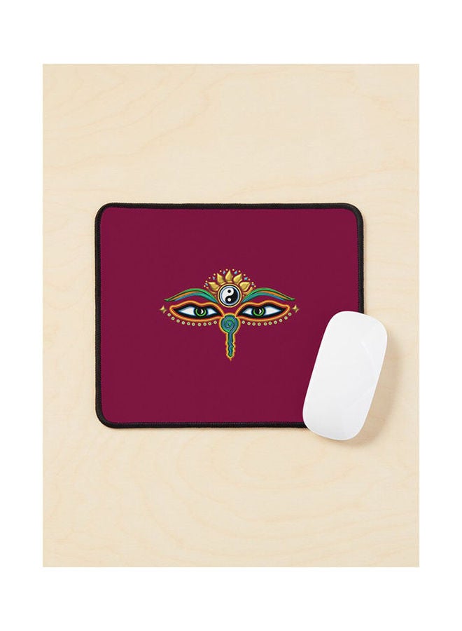 Generic Buddha Eyes Yin Yang Lotus Flower Symbol Wisdom And Enlightenment Mouse Pad Multicolour 