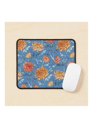 Chrysanthemum Watercolor And Pen Pattern Cornflower Blue Mouse Pad Multicolour - v1643480293/N52496395A_1