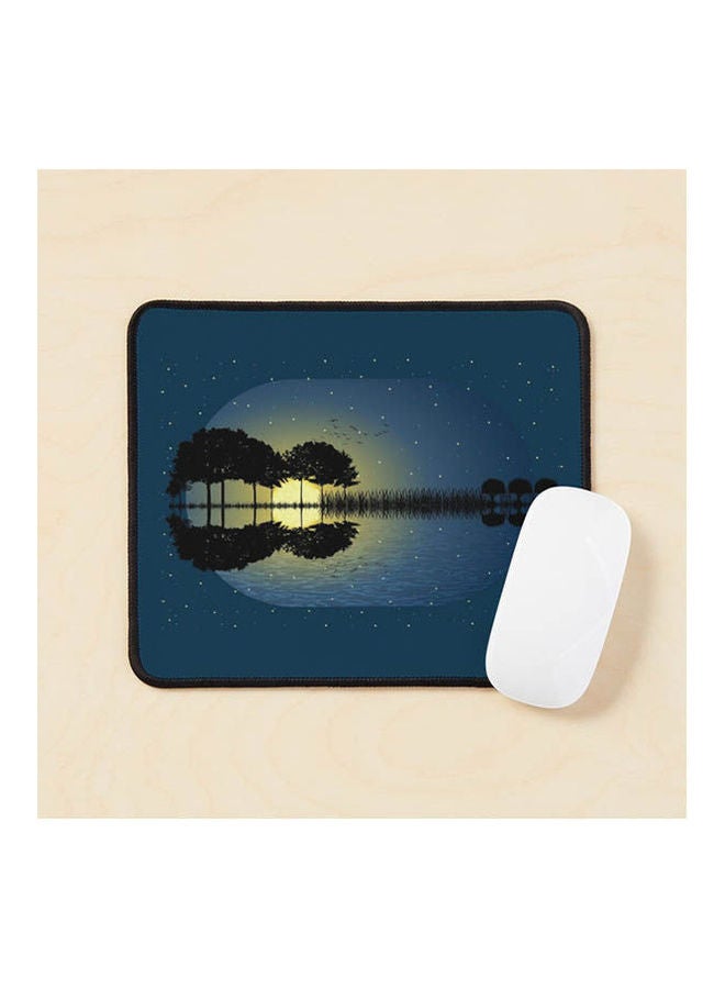 Guitar Island Moonlight Illustration Mouse Pad Multicolour 