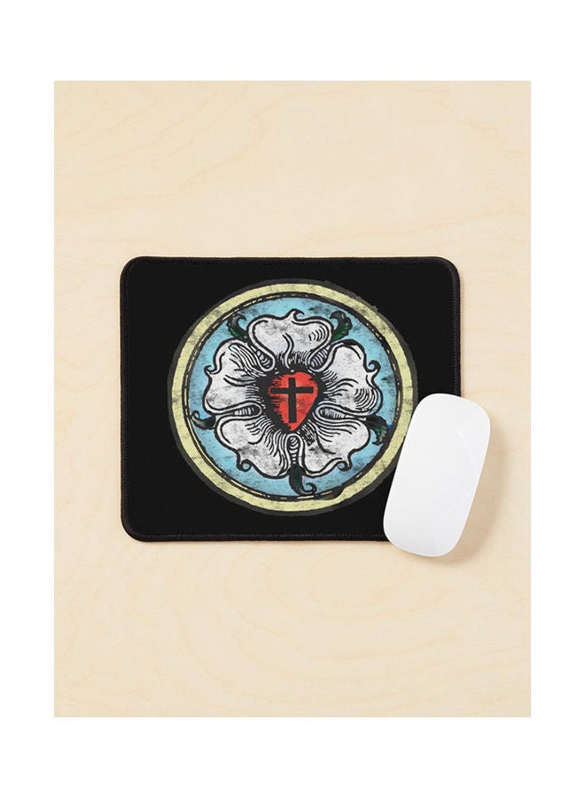 Generic - Martin Luther Rose Lutheran Symbol Distressed Chalk 5 Solas Mouse Pad Multicolour - Image 1