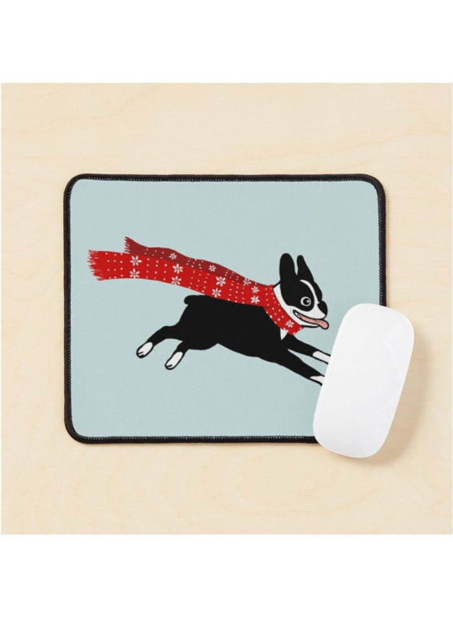 Holiday Boston Terrier Wearing Winter Scarf Mouse Pad Multicolour 