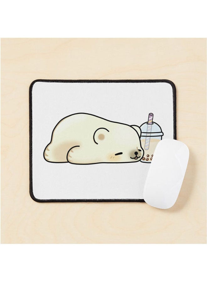 Little Polar Bear Chilling With It S Boba Tea Mouse Pad Multicolour