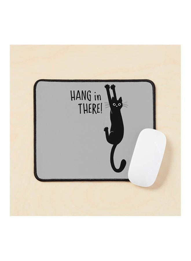 Funny Black Cat Hanging On Hang In There Humorous Kitty Mouse Pad Multicolour