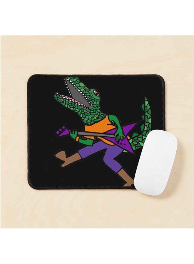 Funny Alligator Playing Electric Guitar Rock Music Mouse Pad Multicolour 