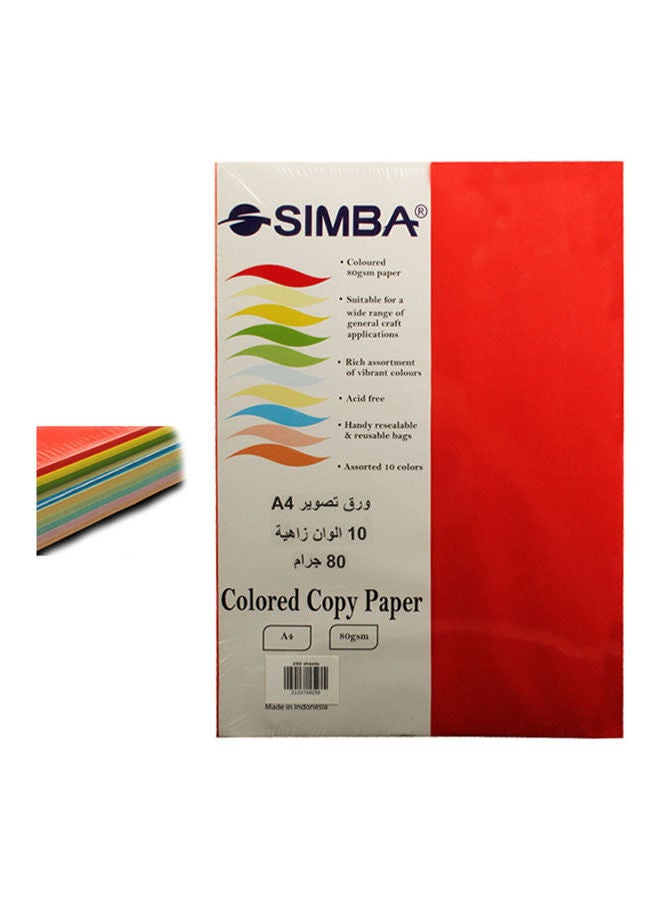Simba - A4 Reams Copy Paper 10 Colors Vivid 250 Sheets A4 - Image 1