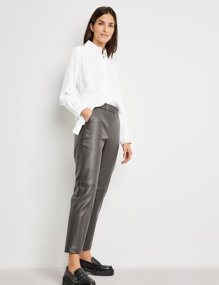 GERRY WEBER Faux Leather Trousers Brown  - Image 3