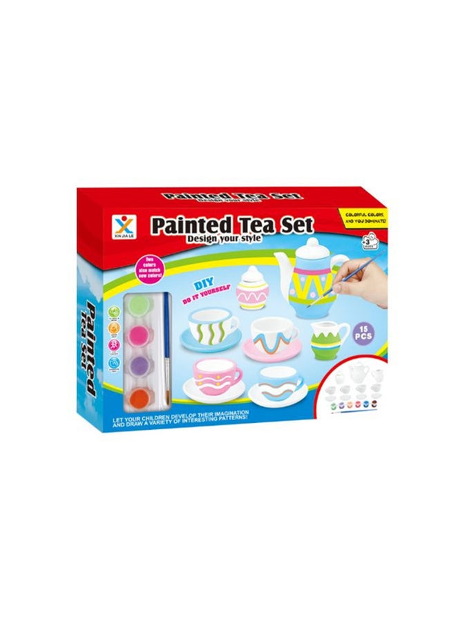 FAMILY CENTER DIY Porcelain Painted Tea Set 23-808-3 28x6x21cm  - Image 1