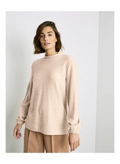 T-Shirt With Long Balloon Sleeves Beige
