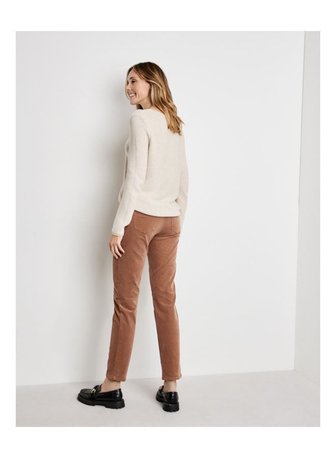 GERRY WEBER Velvet Slim Fit Trousers Brown  - Image 3
