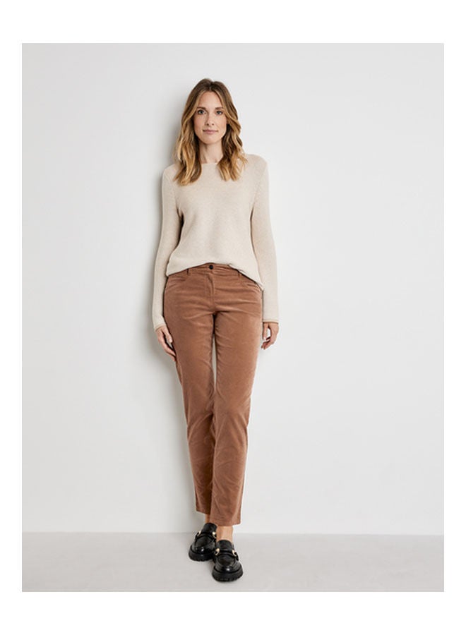 GERRY WEBER Velvet Slim Fit Trousers Brown  - Image 1