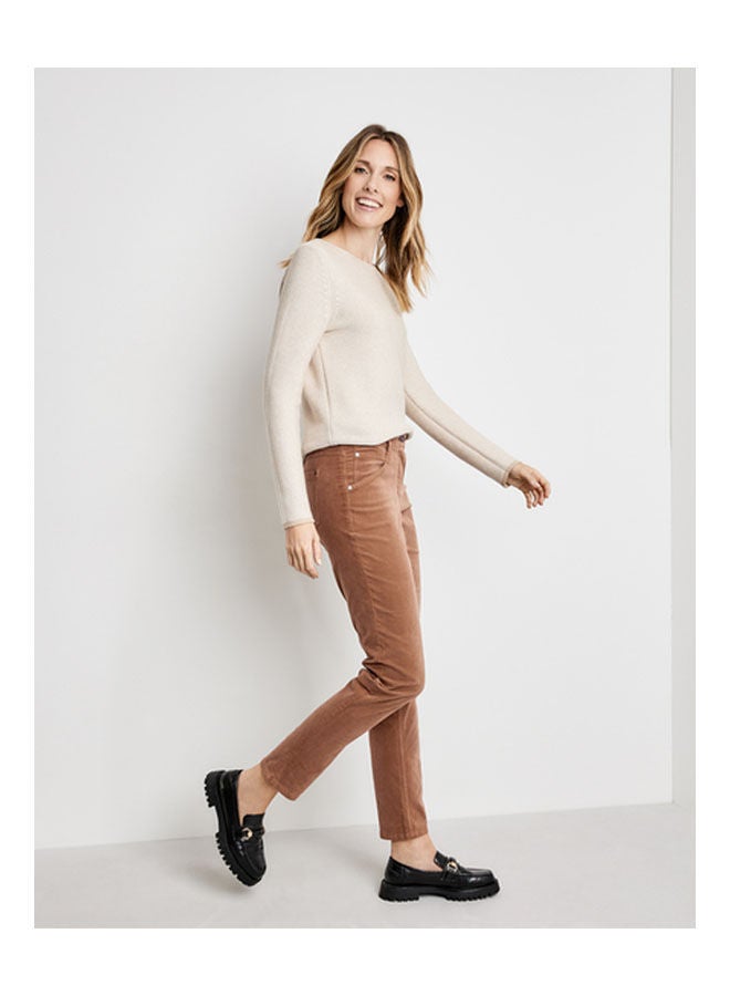 GERRY WEBER Velvet Slim Fit Trousers Brown  - Image 2