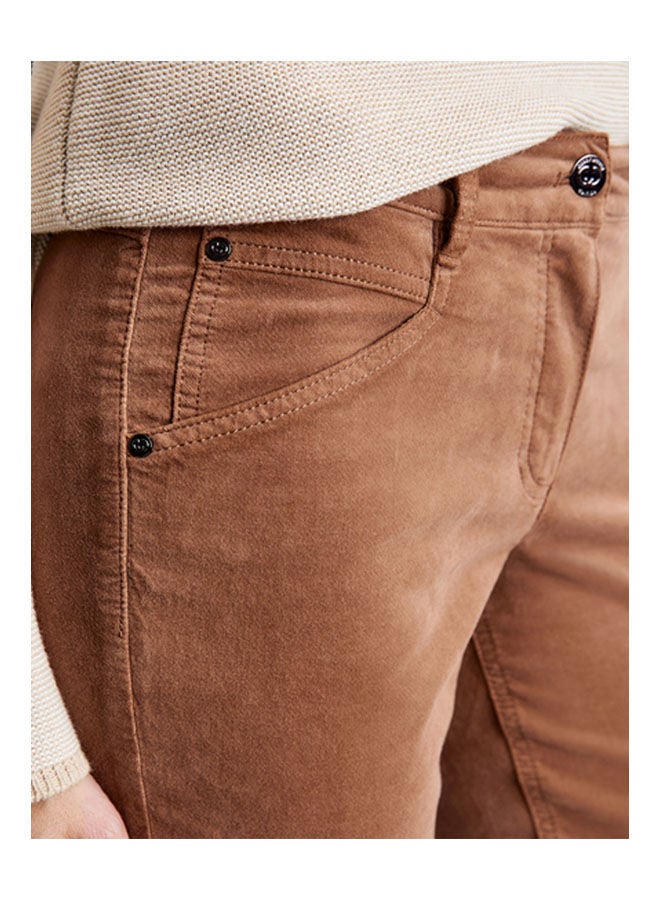 GERRY WEBER Velvet Slim Fit Trousers Brown  - Image 4