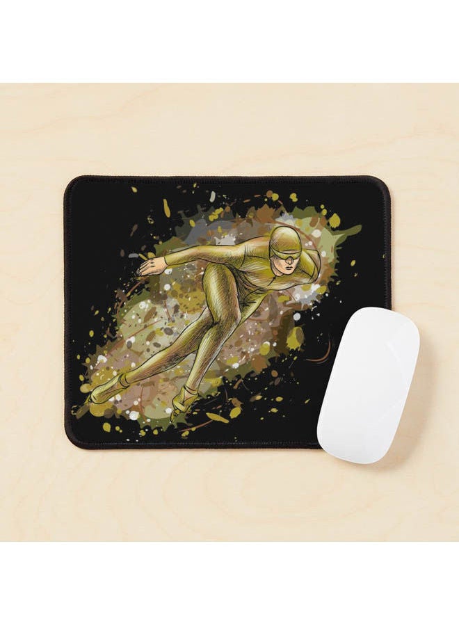 Short Track Speed Skater Olympic Winter Sport Mouse Pad Multicolour 
