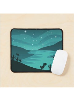Northern Lights Landscape With Pixel T Rex Dino Run Mouse Pad Multrcolour