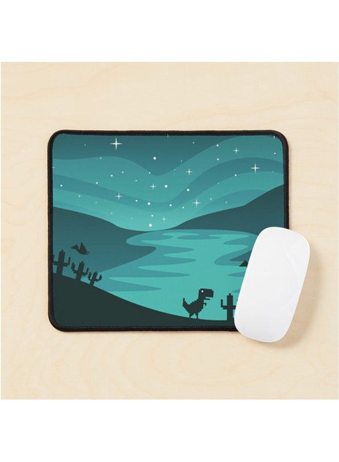 Generic - Northern Lights Landscape With Pixel T Rex Dino Run Mouse Pad Multrcolour - Image 1
