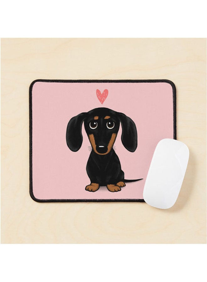 Black And Tan Dachshund With Heart Cute Cartoon Wiener Dog Mouse Pad Multrcolour