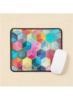 Crystal Bohemian Honeycomb Cubes Colorful Hexagon Pattern Mouse Pad Multrcolour
