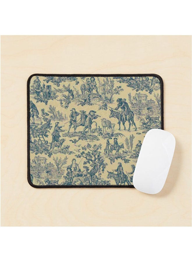Generic Toile De Jouy Blue And Yellow Mouse Pad Multrcolour 