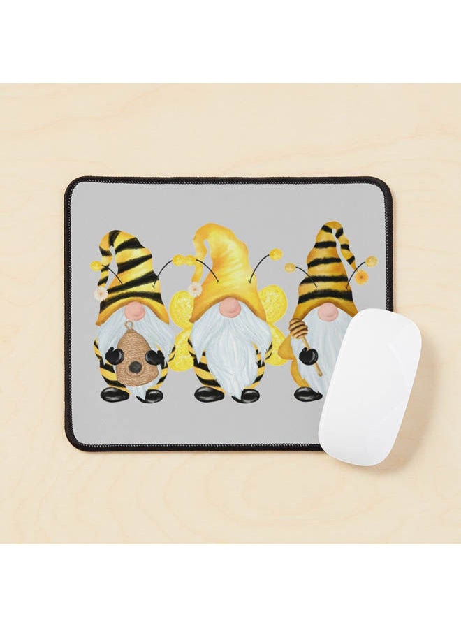 3 Cute Bee Gnomes Honey Bees Hats Mouse Pad Multicolour 