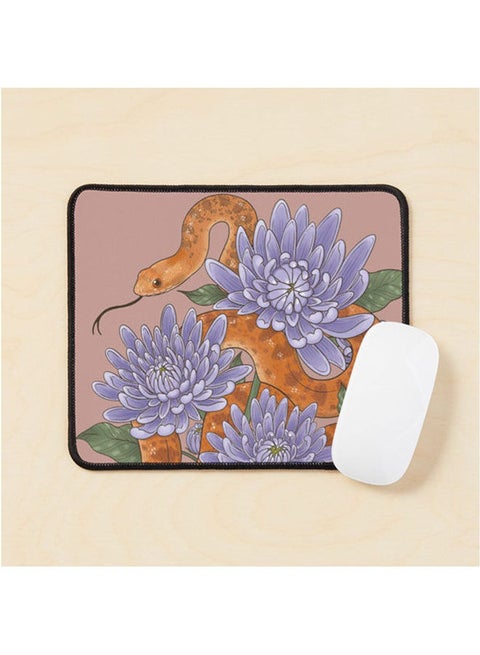Bull Snake With Chrysanthemum Mouse Pad Multrcolour