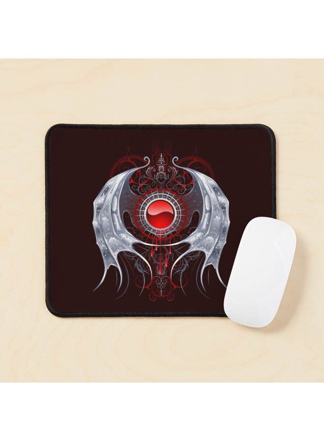 Round Banner With Silver Wings Vampire Wings Mouse Pad Multicolour 