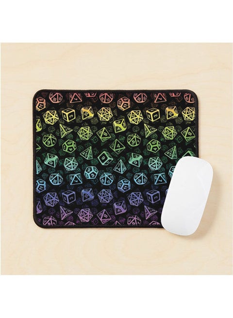 D20 Dice Set Pattern Rainbow Mouse Pad Multrcolour