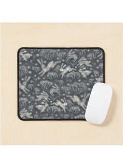 Whire Hares Snow Field Winter Animals Rabbits Bunnies Pattern Grey Mouse Pad Multrcolour