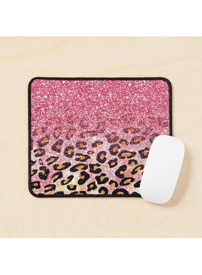 Bubble Gum Faux Glitter Leopard Animal Print Mouse Pad Multicolour 