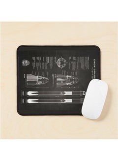Nasa Spacex Crew Dragon Spacecraft And Falcon 9 Rocket Blueprint In High Resolution Black Mouse Pad Multrcolour