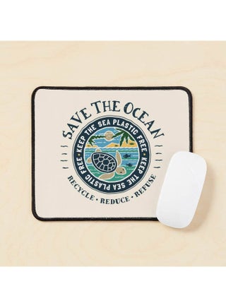 Save The Ocean Keep The Sea Plastic Free Turtle Scene Mouse Pad Multicolour - v1643538544/N52508481A_1