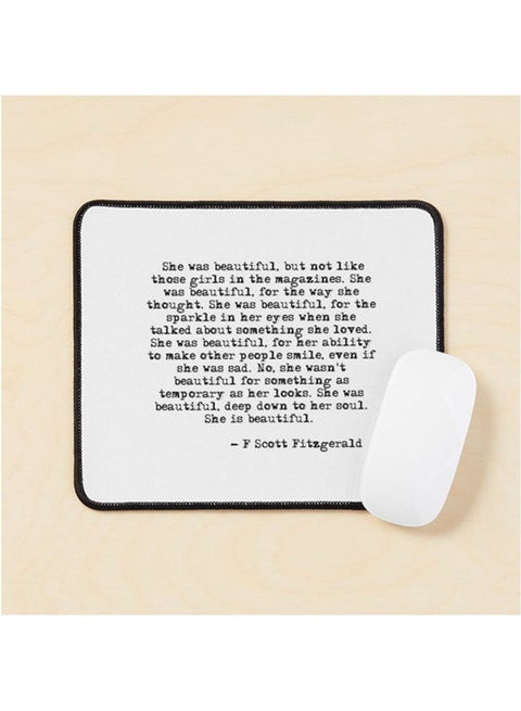 She Was Beautiful F Scott Fitzgerald Mouse Pad Multrcolour