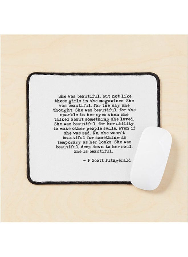 Generic - She Was Beautiful F Scott Fitzgerald Mouse Pad Multrcolour - Image 1