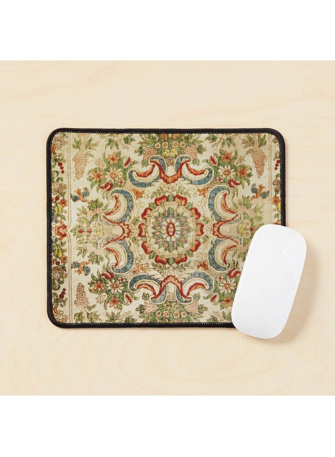 Antique French Aubusson Silk Rug Print Mouse Pad Multicolour
