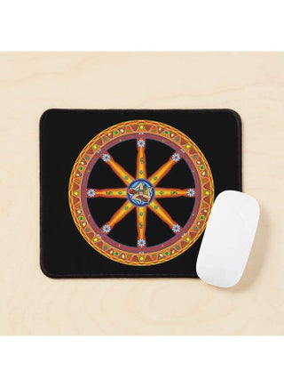 Sicilia Wheel Decorated Of The Sicilian Cart With Flag Ruota Decorata Del Carretto Siciliano Con Bandiera Sicilia Mouse Pad Multicolour - v1643538908/N52509551A_1