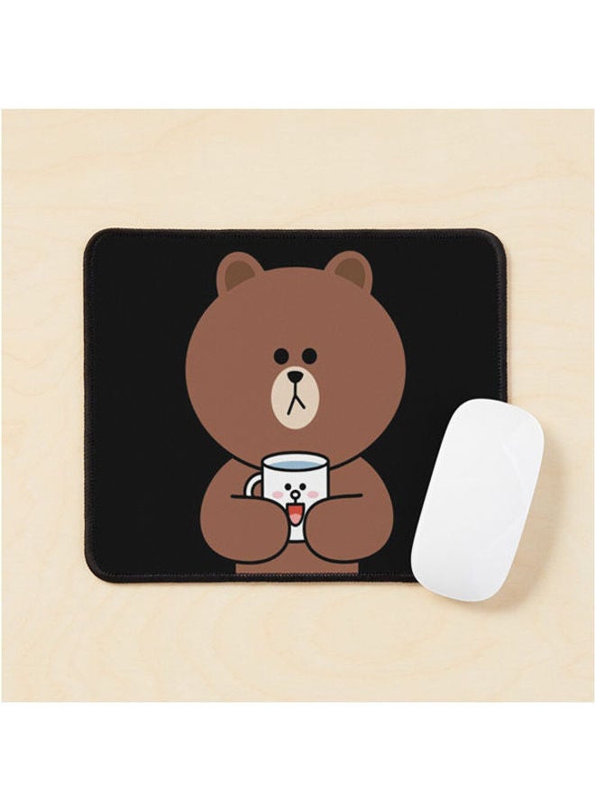 Cute Brown Bear And Cony Mouse Pad Multrcolour