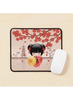 Japanese Sakura Kokeshi Doll V2 Mouse Pad Multicolour