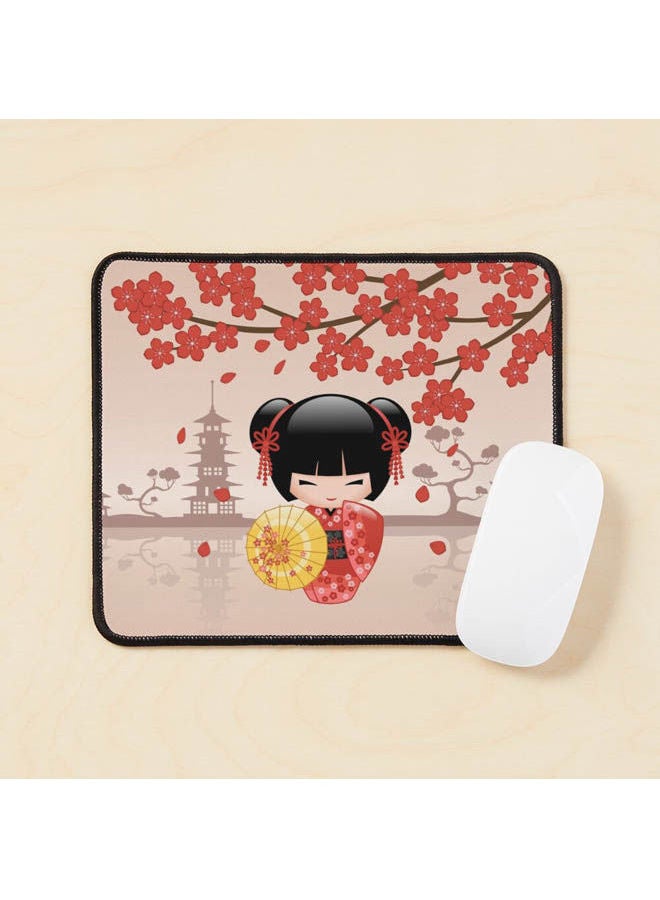 Generic - Japanese Sakura Kokeshi Doll V2 Mouse Pad Multicolour - Image 1