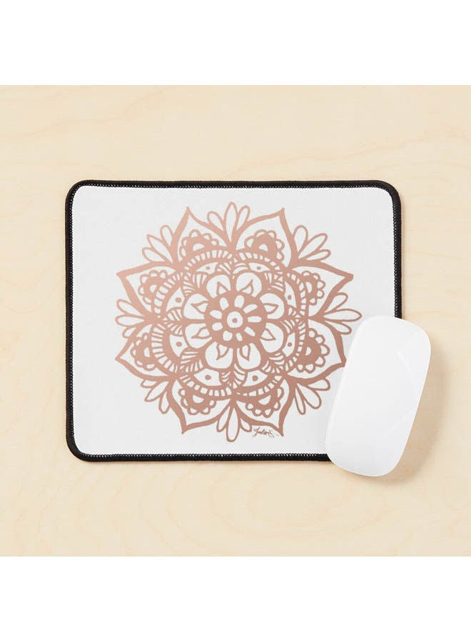 لوحة ماوس بتصميم زهرة الماندالا بلون ذهبي وردي متعددة الألوان