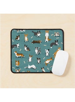 Cardigan Corgi Pattern On Teal Mouse Pad Multrcolour