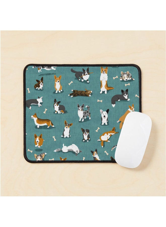 Generic - Cardigan Corgi Pattern On Teal Mouse Pad Multrcolour - Image 1