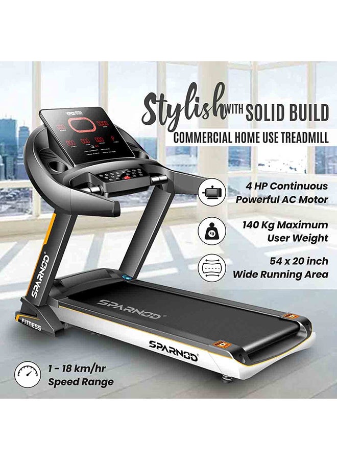STC-4850 (4 HP AC Motor) Automatic Motorized Walking and Running Semi-Commercial Treadmill with Large LED Display, Auto Incline and Hydraulic Assist, Black