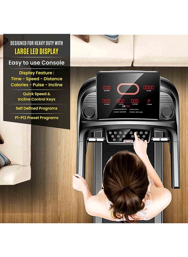 STC-4850 (4 HP AC Motor) Automatic Motorized Walking and Running Semi-Commercial Treadmill with Large LED Display, Auto Incline and Hydraulic Assist, Black
