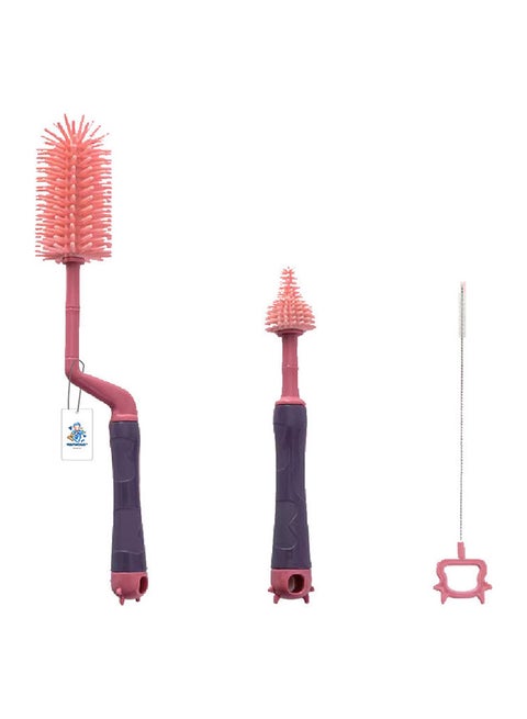3-Piece Silicone Baby Bottle And Nipple Cleaning Brush Set