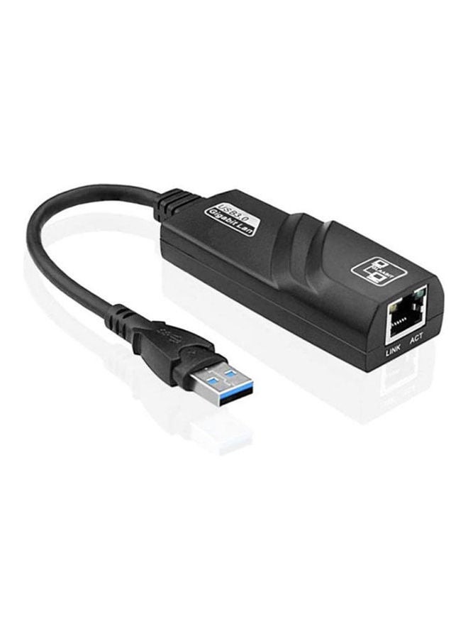 Ethernet Adapter Usb 3.0 To 10/100/1000 Network Rj45 Lan Black - Image 1
