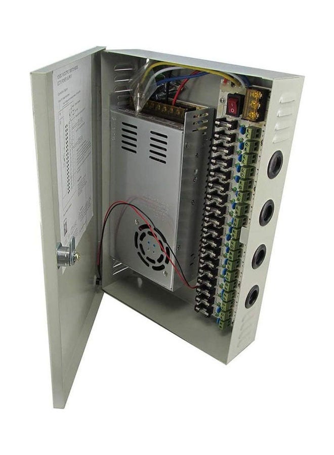 TOMVISION 18Ch-Channel-Power-Supply-Box-For-Cctv-Camera-Security-Surveillance12V 30A Dc Grey 