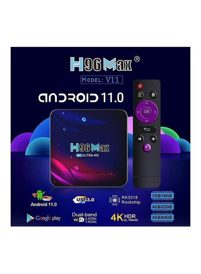 Generic - Android 11 Tv Box 2.4G 5G Wifi H96 Max V11 Ram 4Gb Ddr3 RK3318 Black - Image 1